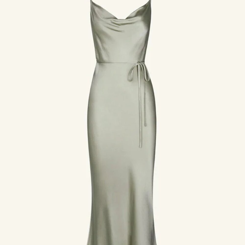 Shona Joy La Lune Bias Cowl Midi Dress - Sage